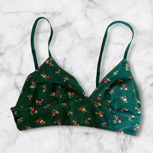 Green Ditsy Floral Bralette Crop Top