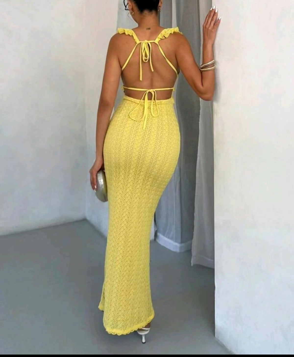 YELLOW CROCHET SUMMER DRESS
