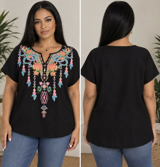 Emery Rose Floral Print Tunic Top