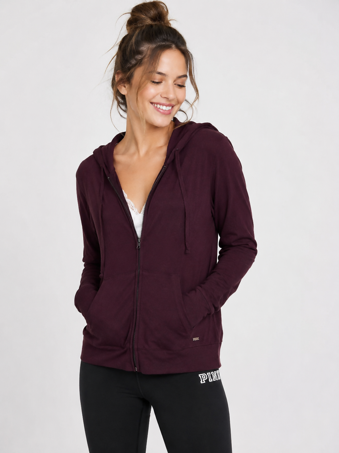 PINK Victoria’s Secret Burgundy Zip-Up Hoodie