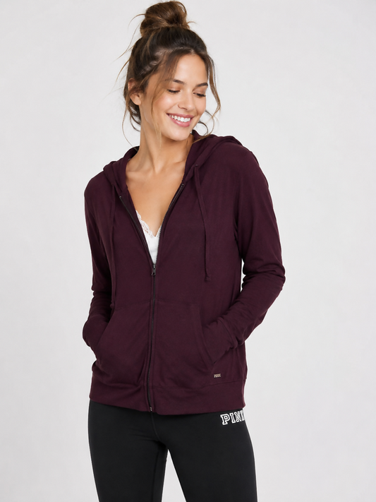 PINK Victoria’s Secret Burgundy Zip-Up Hoodie