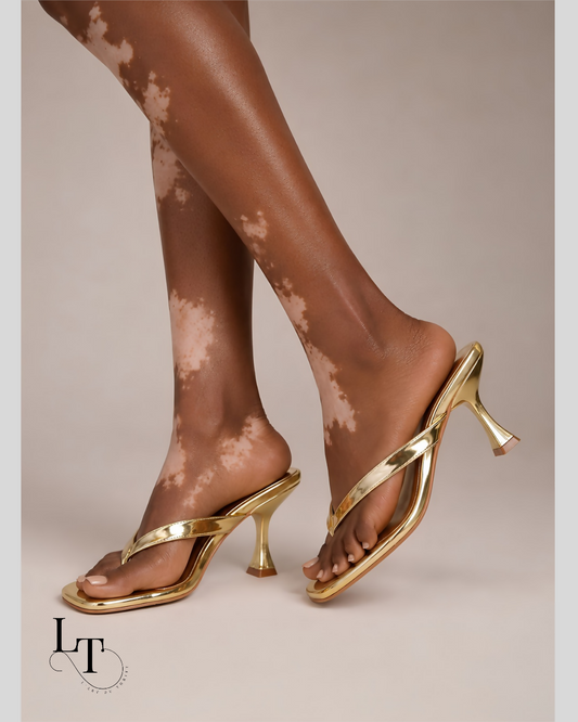 Golden Slip-On Dress Mules