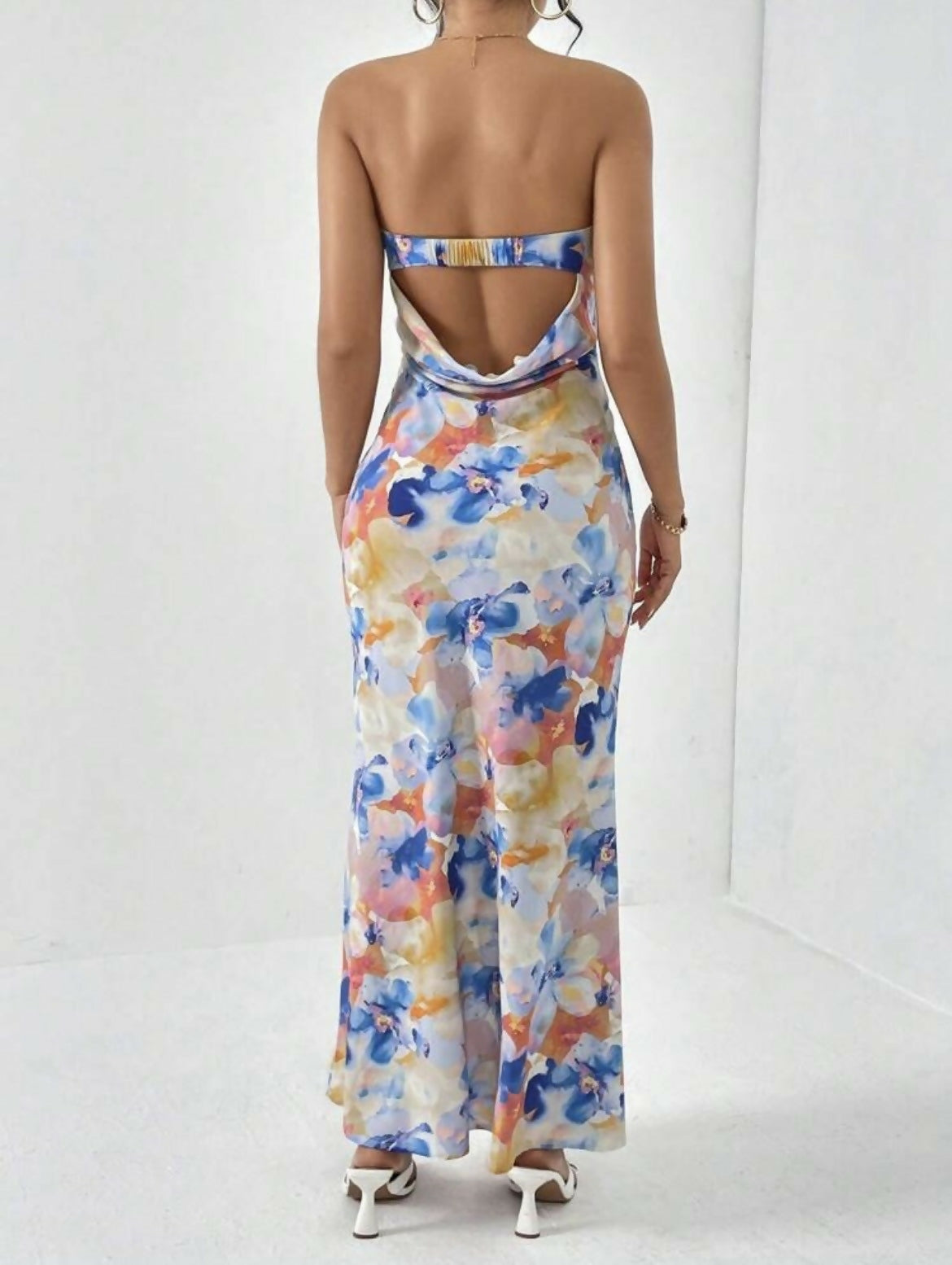 Multicolor backless dress