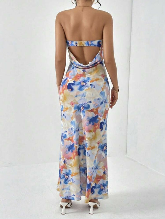 Multicolor backless dress