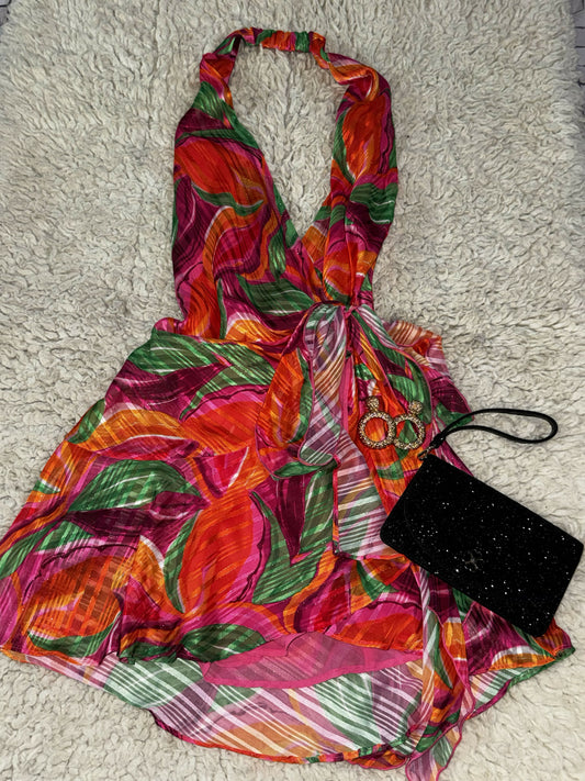 Tropical Mini Halter Dress