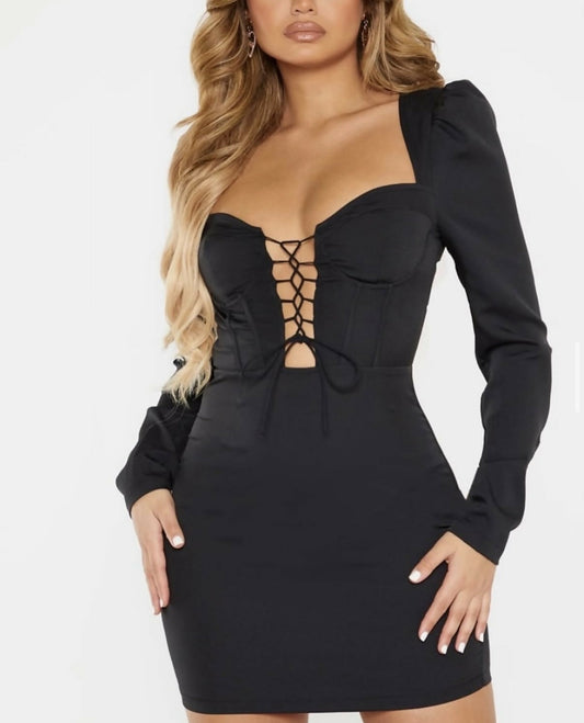 Pretty Little Thing Black Corset Mini Dress