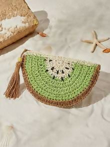 Women Clutch, Crochet Design Bag, Versatile, Kiwi Shape