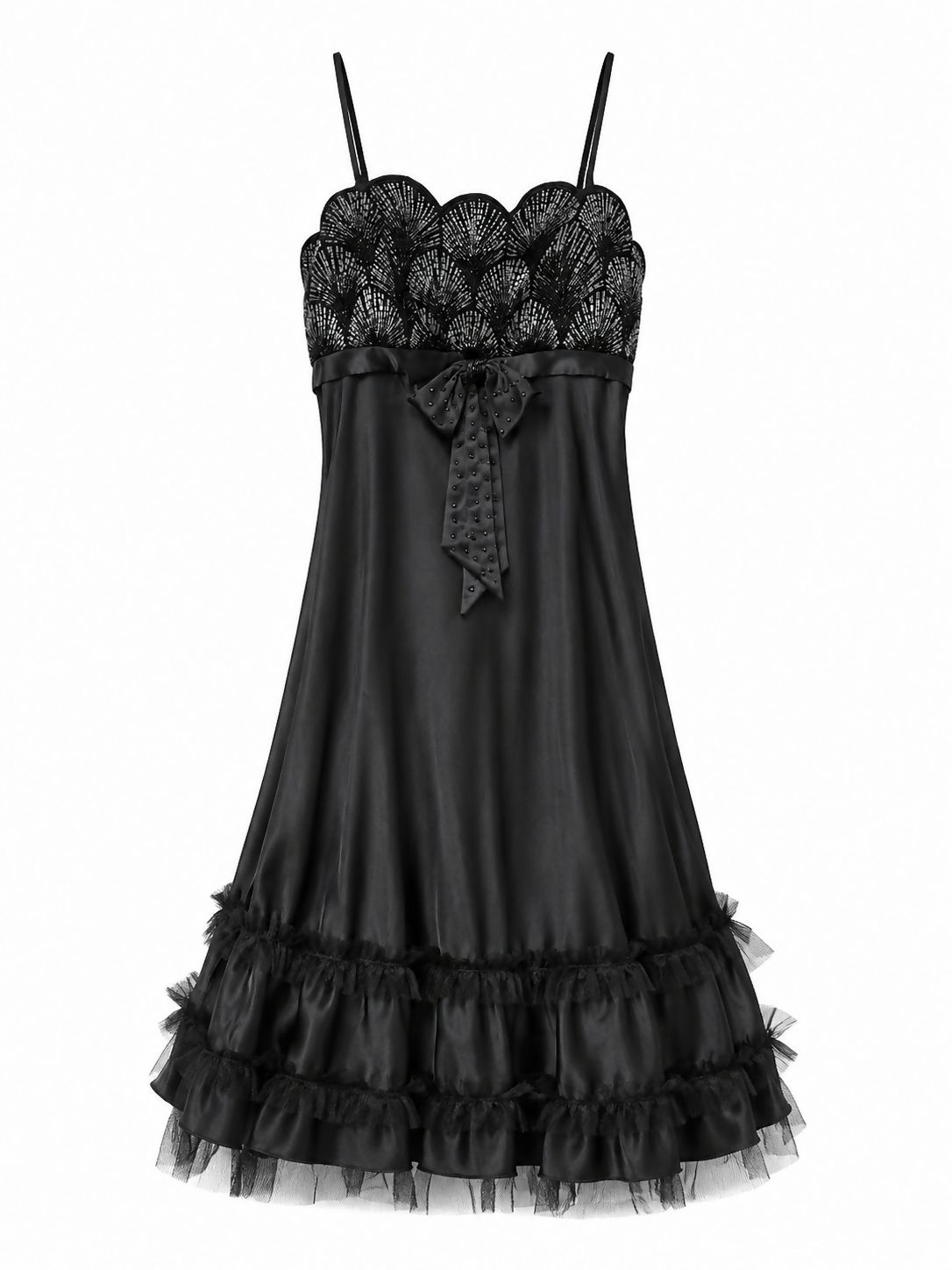 New Sousourada Black Sequin Midi Dress