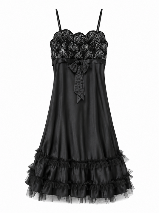 New Sousourada Black Sequin Midi Dress