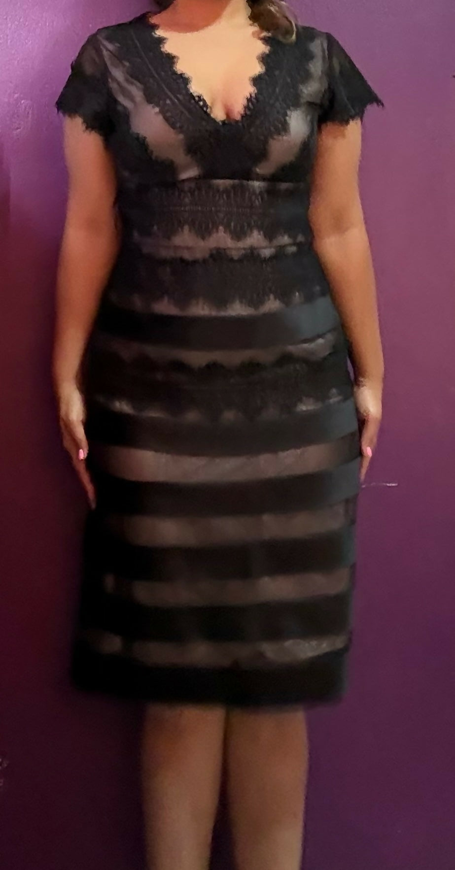 Js black nude lace dress
