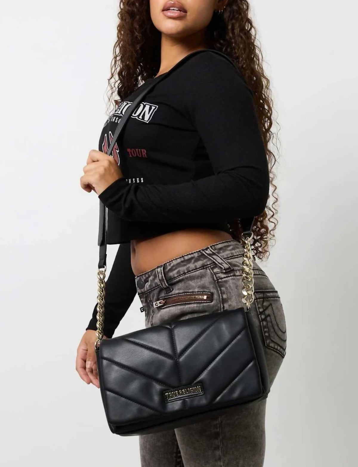 True Religion Quilted Crossbody Bag