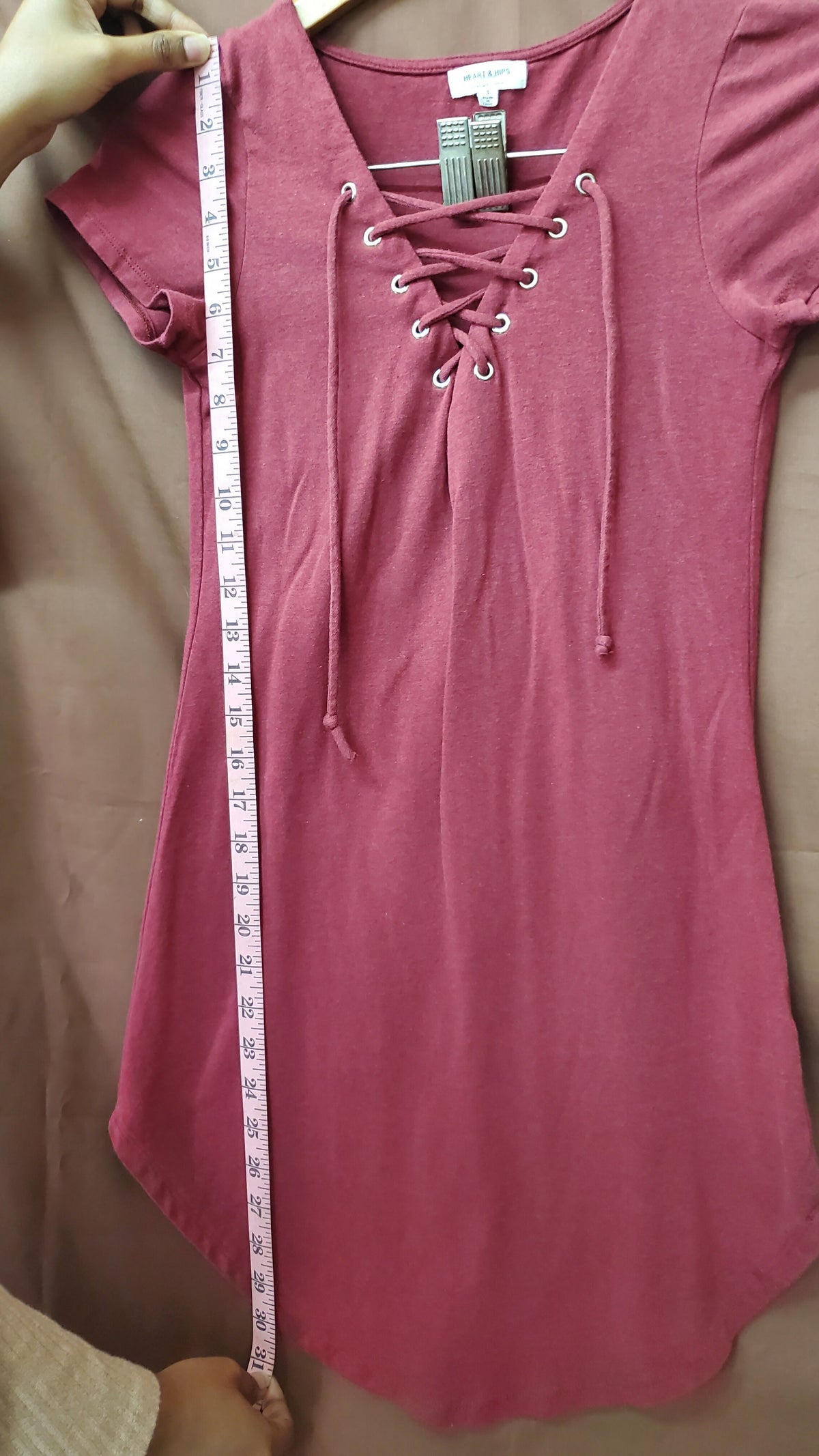 Heart & Hips Maroon Lace-up Casual Dress