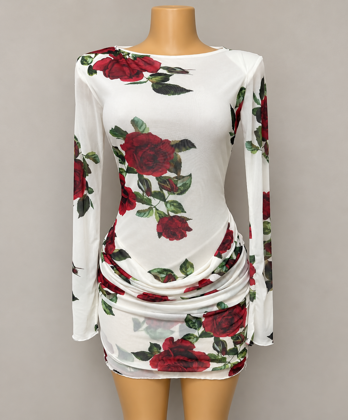 Boohoo Rose bodycon dress with front drape