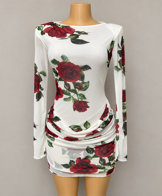 Boohoo Rose bodycon dress with front drape