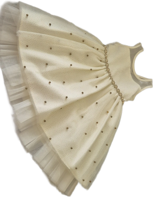 Toddler Girl's Formal Dress in Gold and Ivory size 3T