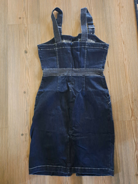 Pencil denim dress with front slit