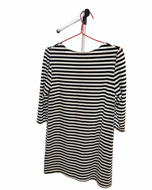New Look Petite Black & Cream Striped Shift Dress | UK 10 / US 6