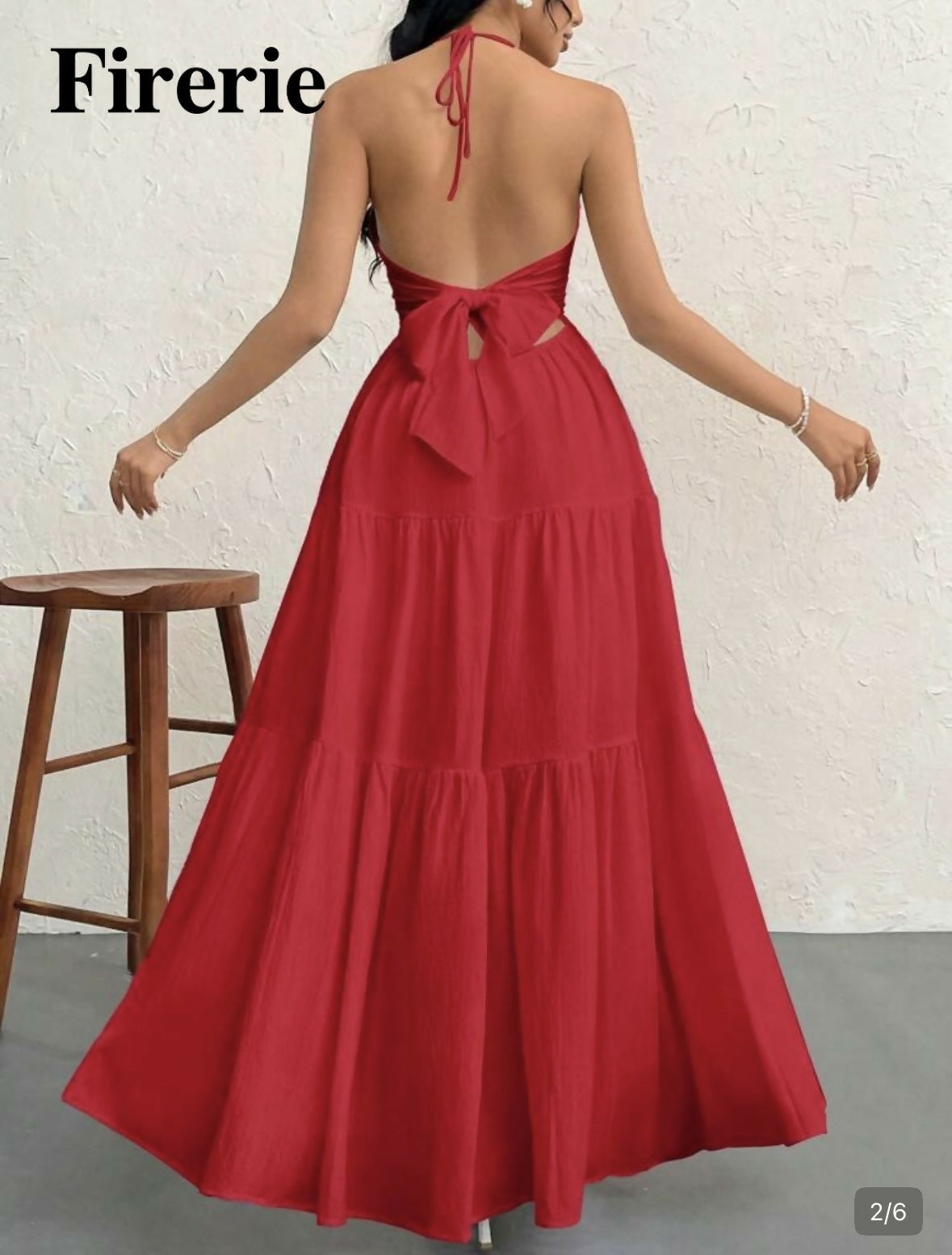 Women's Romantic Flowly Beach Vacation Halter V-Neck Pleated Backless A-Line Dress For Summer
