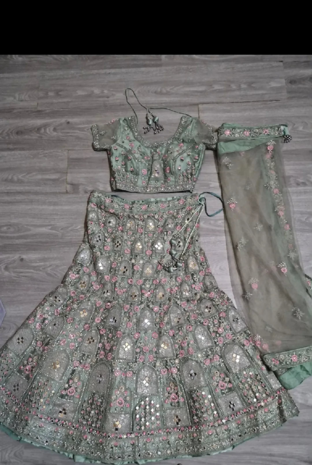 Sage green lehenga