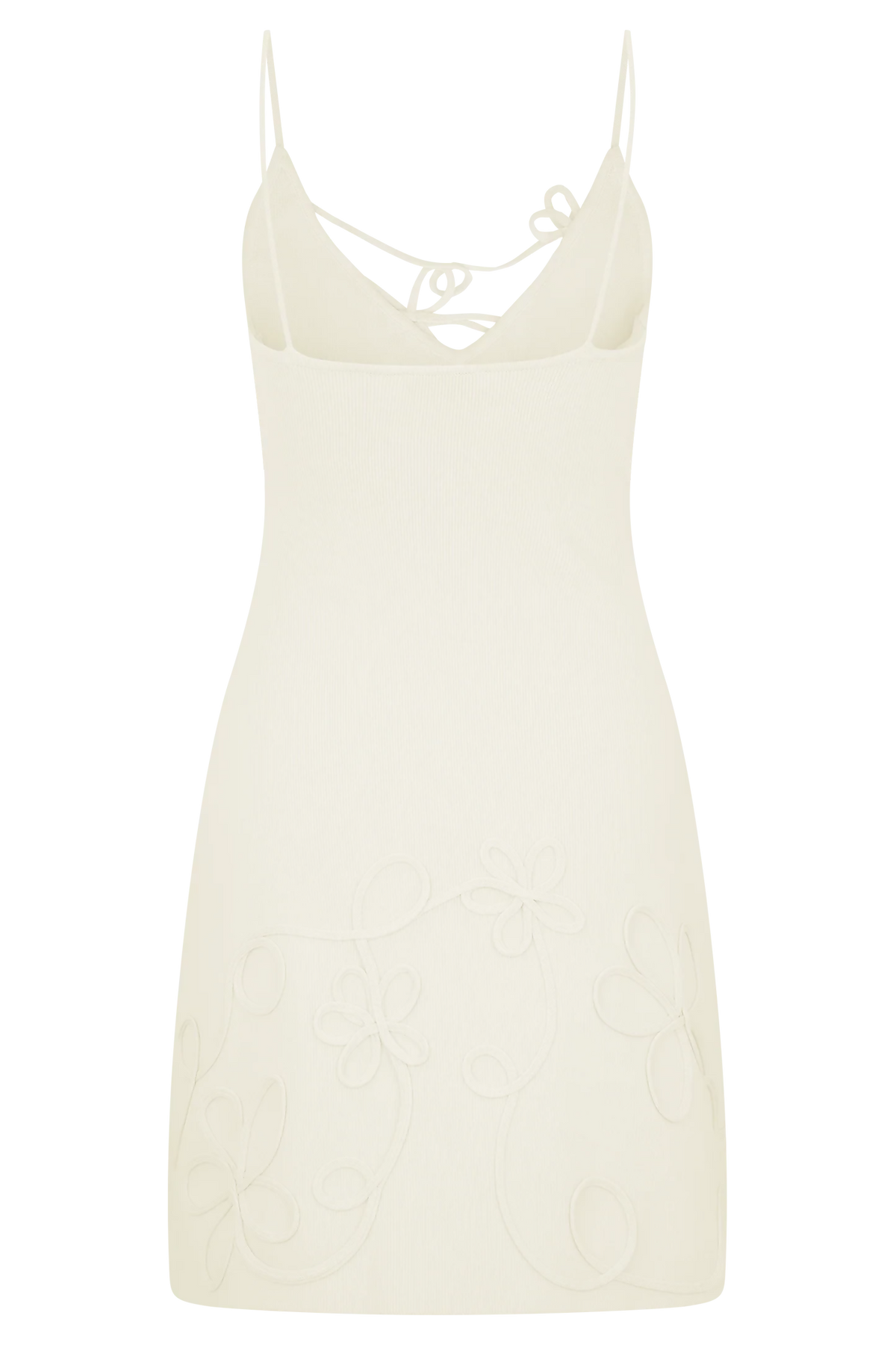 Meshki Brullo Embroidery Knit Mini Dress - Ivory
