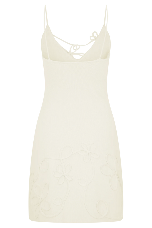 Meshki Brullo Embroidery Knit Mini Dress - Ivory