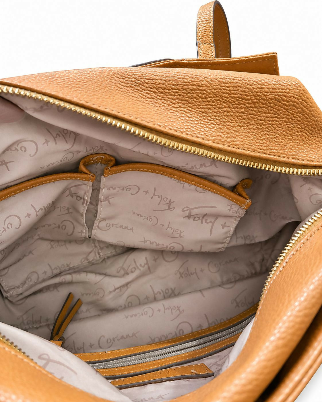 Foley + Corinna Cognac Pebbled Shoulder Tote / Satchel | Gold-Tone Hardware