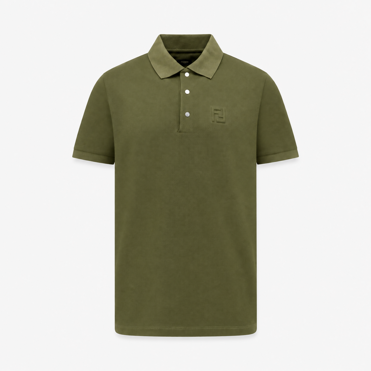 Fendi Embossed FF-Logo Polo Shirt in Olive Green