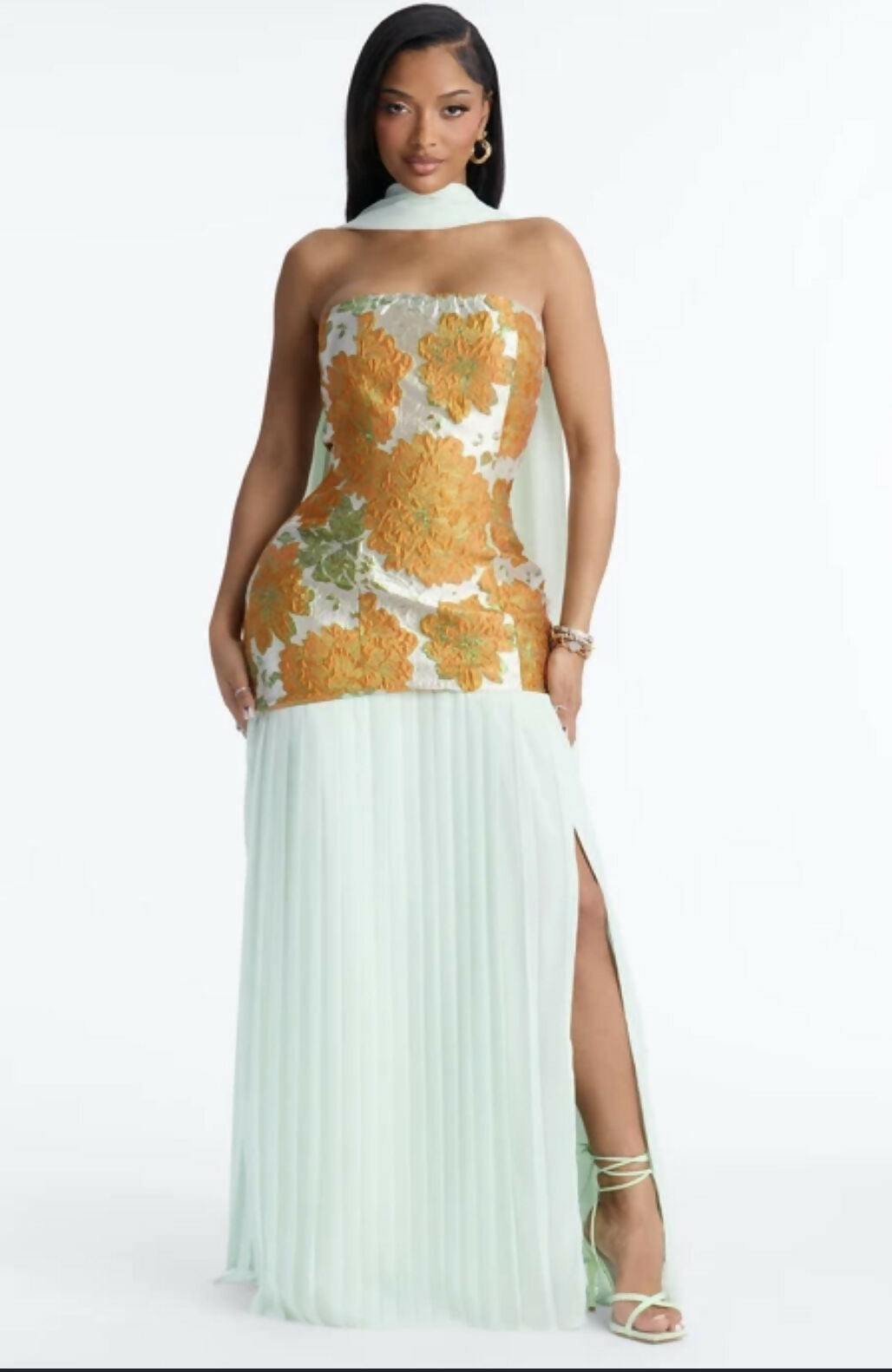 Fashion Nova Bare Beauty Scarf Jacquard Gown
