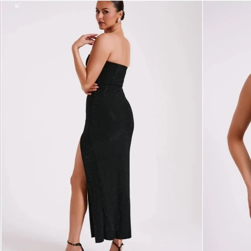Meshki Jenny Strapless Diamante Midi Dress - Black