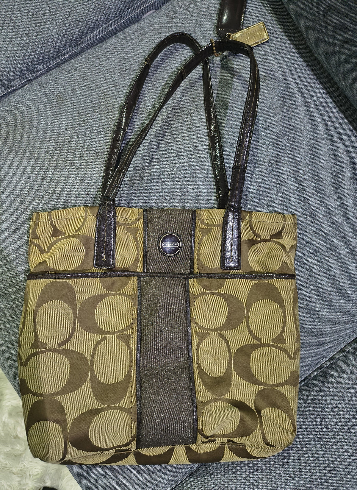 Coach Signature Stripe Tote Bag