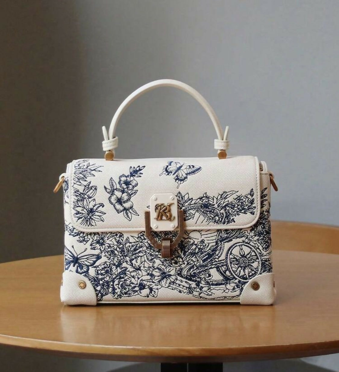Embroidered Top Handle bag