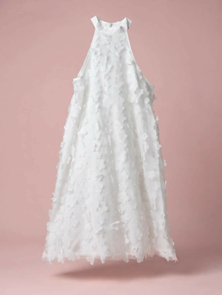White Floral Applique Dress