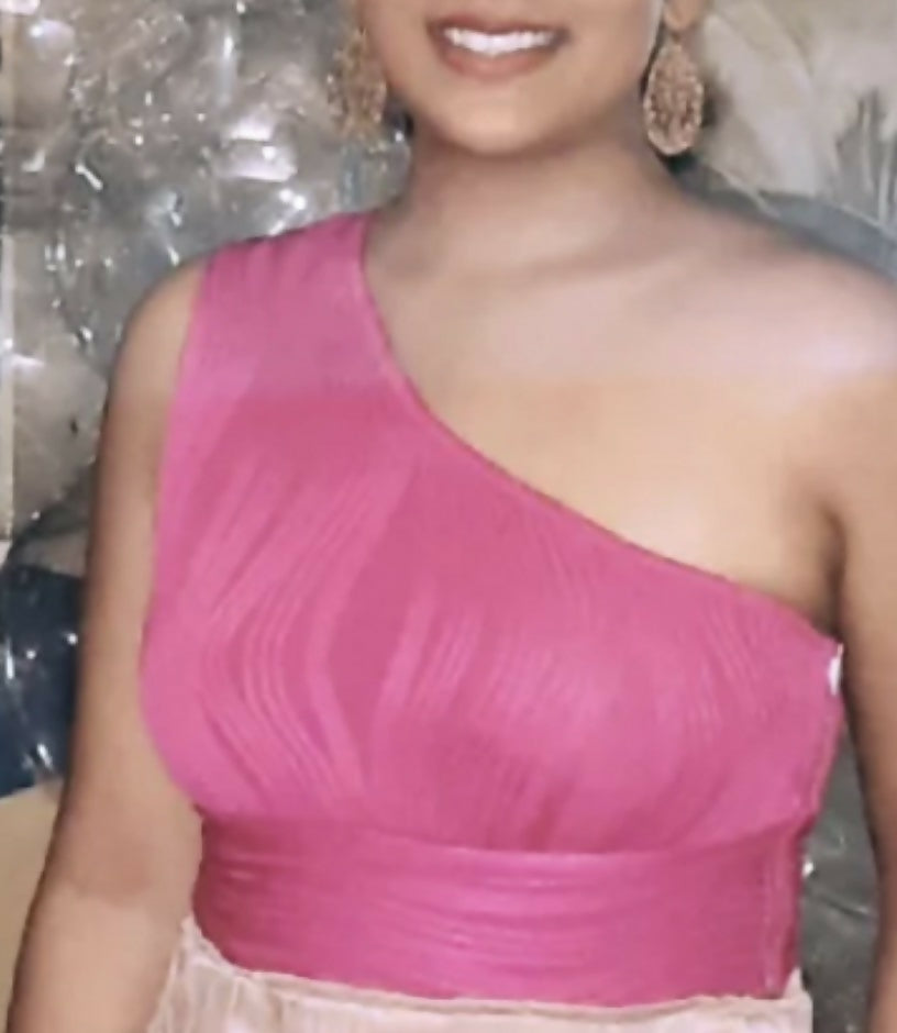 SHEIN MOD One Shoulder Ruched Red Slim Fit Crop Top