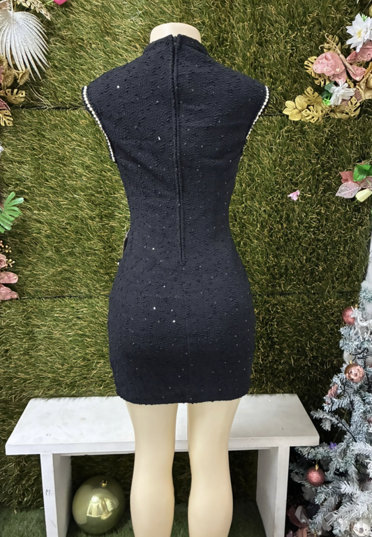 Little Black Dress with Pearl Trim