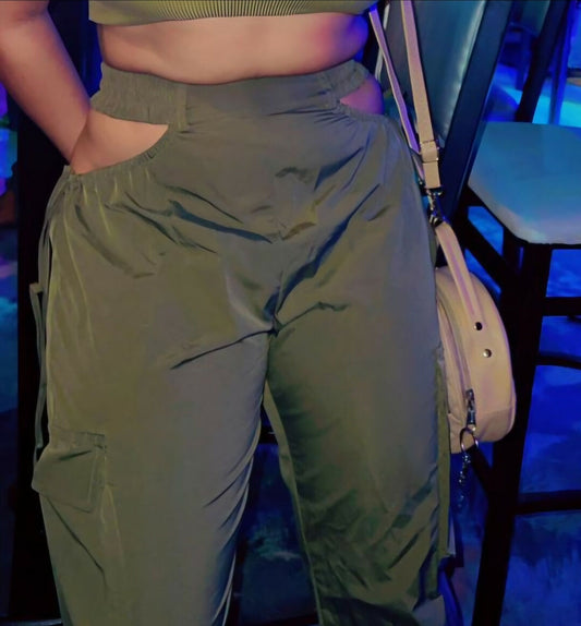 Bra and Cargo Pants Matching Two-Piece Set