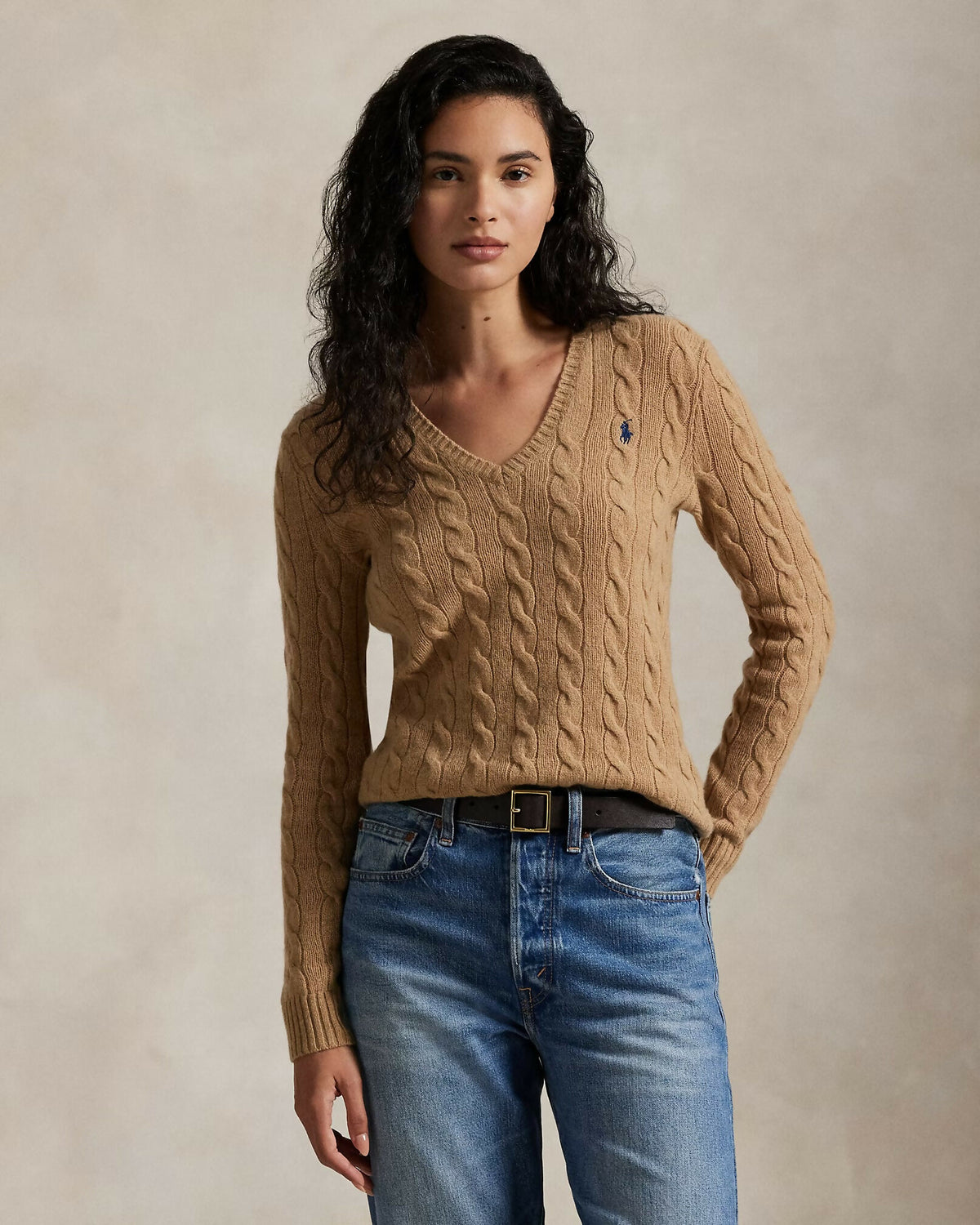 Ralph Lauren Cable-Knit V Neck Sweater